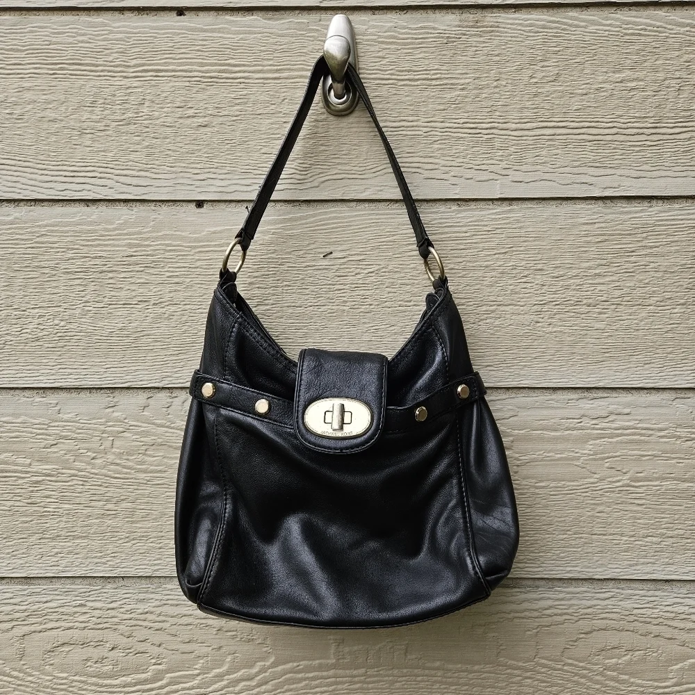 Michael Kors black leather hobo bag